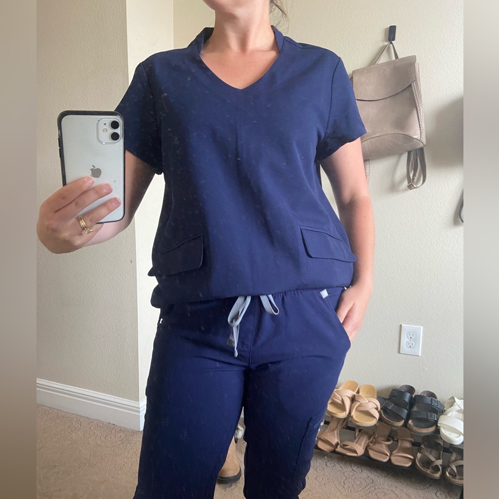 SOLD Navy Blue Figs Set - S Small Top and Bottom